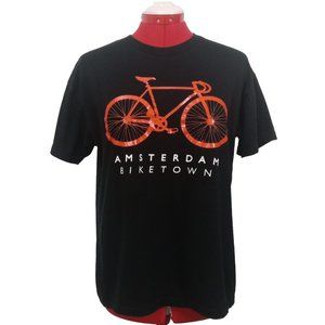 Fox Black T-Shirt With Amsterdam Bike Town Print Size US S